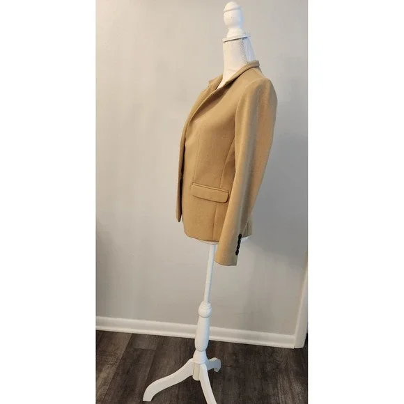 NWT Ann Taylor Petite Cutaway Blazer Camel Tan 2P Size 2 Petite 2018 - Picture 3 of 9